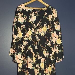 Forever 21 floral open kimono sleeve dress…